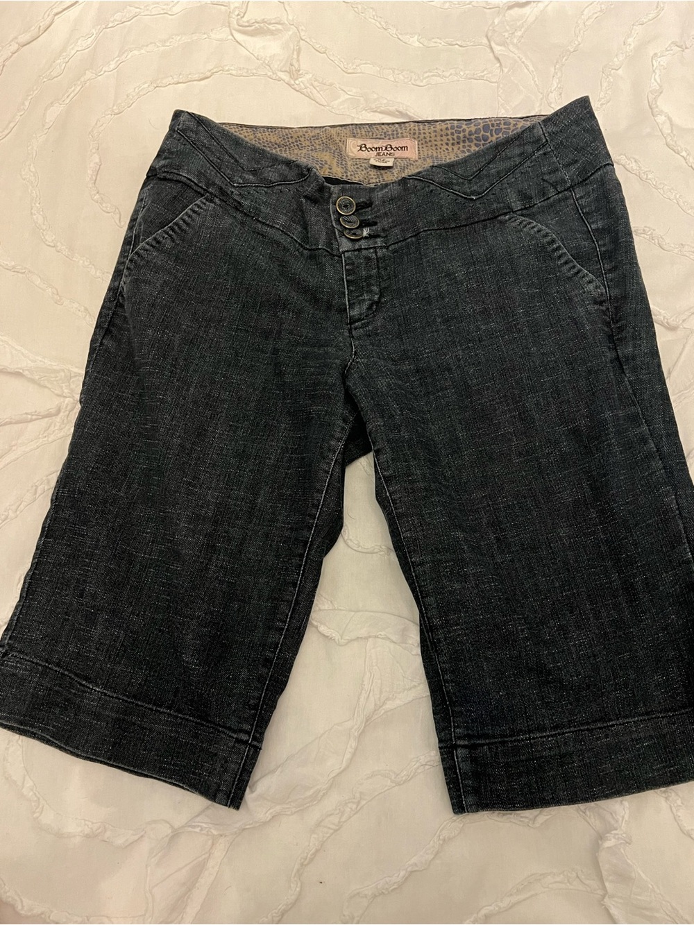 Denim-Style Black Women's Bermuda Shorts